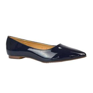 XY London Womens/Ladies Cordelia Patent Pointed Ballerina Flats / Navy